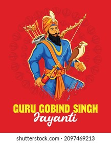 Illustration Of Guru Gobind Singh Jayanti (birthday), Sikh Festival And Celebration.