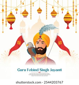 ilustração de guru gobind singh jayanti fundo para capa, postagem de mídia social, folheto, cartaz