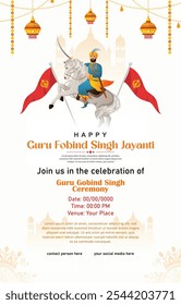 illustration of guru gobind singh jayanti vertical poster