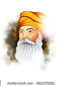 ilustración de Guru Nanak dev para Guru Nanak Jayanti, Happy Gurpurab, festival Prakash Utsav de fondo de la celebración sij