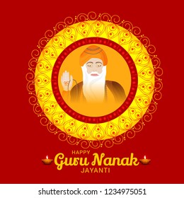 Illustration Of Guru Nanak Jayanti Background.