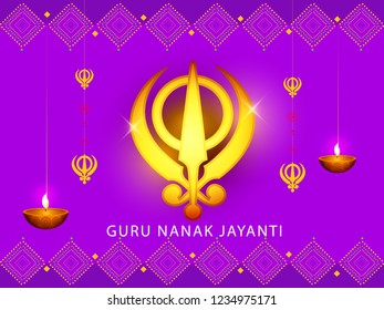 Illustration Of Guru Nanak Jayanti Background.