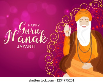 Illustration Of Guru Nanak Jayanti Background.
