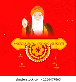 Illustration Of Guru Nanak Jayanti Background.