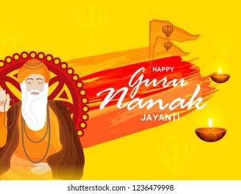 Illustration Of Guru Nanak Jayanti Background.