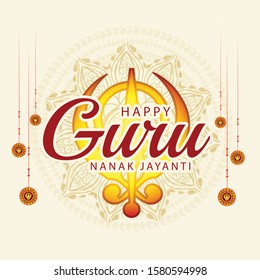 Illustration Of Guru Nanak Jayanti Background.