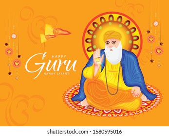 Illustration Of Guru Nanak Jayanti Background.