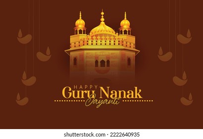 illustration of Guru Nanak Jayanti, Gurpurab, Prakash Utsa religious festival of Sikh