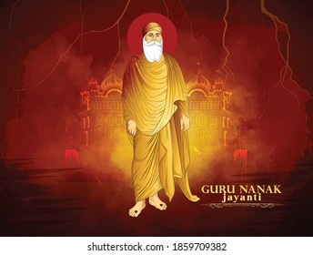 illustration of Guru Nanak Jayanti,  Guru Nanak's Prakash Utsav Sikh festival and celebration in Punjab