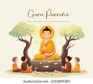 Illustration of Guru Purnima celebrated on Hindu month of Ashadha. Celebration in India and Nepal.