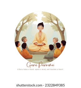 Illustration of Guru Purnima celebrated on Hindu month of Ashadha. Celebration in India and Nepal.