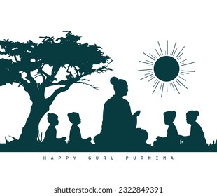 Illustration of Guru Purnima celebrated on Hindu month of Ashadha. Celebration in India and Nepal.