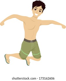 Ilustração de um cara no meio de um salto