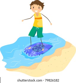 Illustration of a Guy on a Skimboard