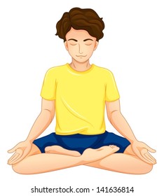 Ilustración de un tipo haciendo yoga en un fondo blanco