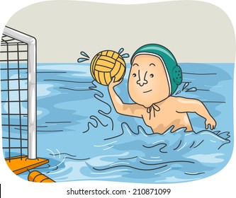 Illustration of a Guy Playing Water Polo