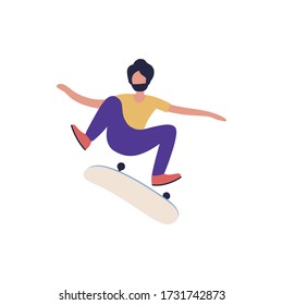 Illustration Guy Skateboarding Isolated On Light Stock Vector (Royalty ...