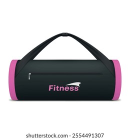 An illustration of a gym bag featuring a sleek design with a black body and pink accents. Ideal for carrying gym essentials, it showcases a practical design for fitness enthusiasts.