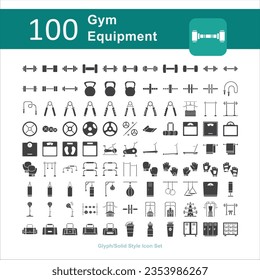 Illustration of Gym Equipment Collection design Glyph Icon. Gym Equipment Solid Icon Pack. Set of Gym Equipment Glyph Icon