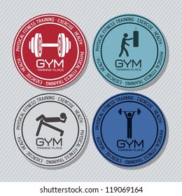 Illustration of gym icons, lines background, vector illustration