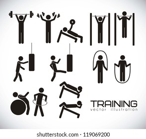 Illustration of gym icons, Gym icons set, vector illustration