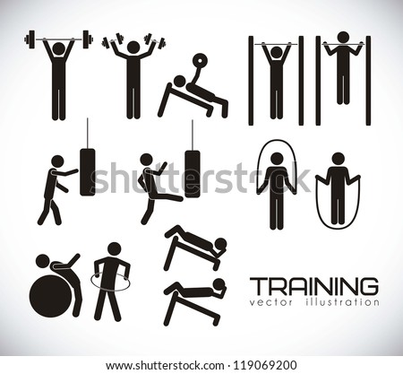 Illustration of gym icons, Gym icons set, vector illustration