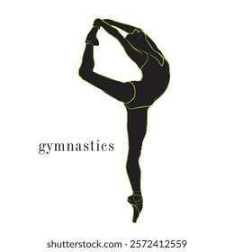 An illustration of gymnast, Vector silhouette of tall gymnast, A tall lady performing salsa dance