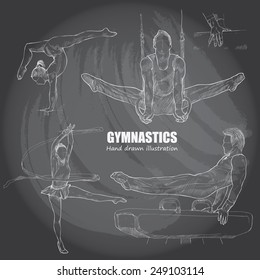 illustration of Gymnastics. Hand drawn.