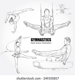 illustration of gymnastics. Hand drawn.