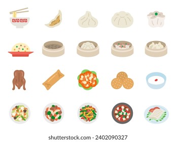 Illustration of gyoza icon (line drawing color).