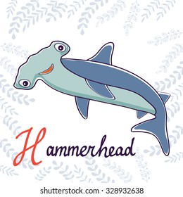 Illustration of H is for Hammerhead. Vector format