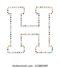 illustration of h letter created with pushpin 