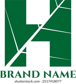 illustration of H letter  a green background