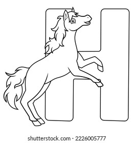 Illustration H letter for Horse