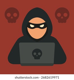 Illustration of a Hacker in Front of a Laptop