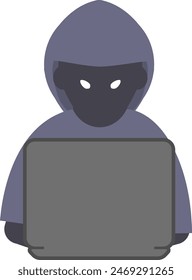 Ilustración de un hacker y estafador en línea