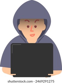 Illustration of a hacker and online scammer