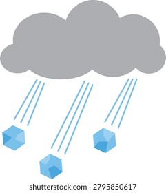 An illustration of hailstones falling from clouds