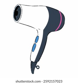 Illustration of Hair Dryer Representing Beauty Industry Isolated on White Background. Salon Hairdryer Illustration for Hair Care, Hair Styling Tool in Beauty Sector