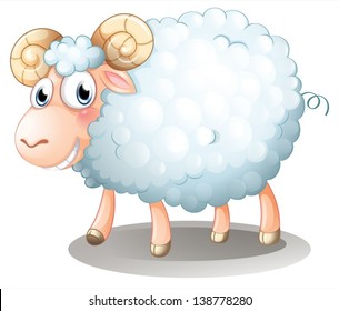 Illustration of a hairy sheep on a white background