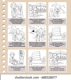 illustration of hajj steps isolated