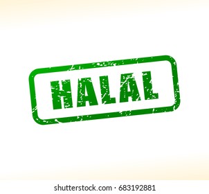 Illustration of halal text buffered on white background