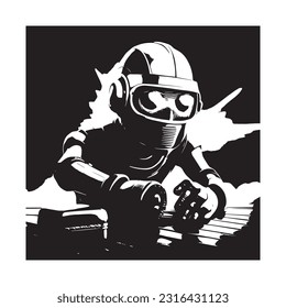 illustration of a half body human silhouette in armor