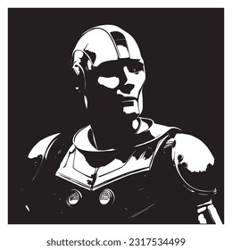 illustration of a half body human silhouette in armor
