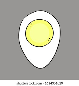 illustration of half boiled egg, sliced and isolated.