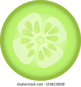 Illustration of a half fresh cucumber.