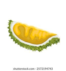 illustration of half icon of ripe durian fruit that has been peeled without background