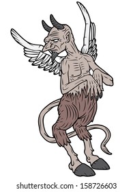 Illustration of a half man half goat devil