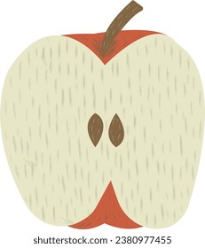 Illustration: half a red apple. Suitable for creating patterns, decorating business cards, shops, booklets, for printing and websites.