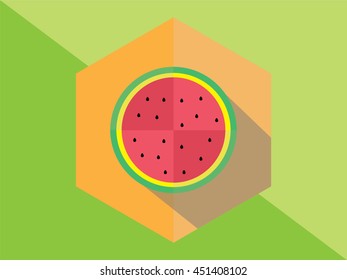 Illustration, Half of Watermelon in Flat Design